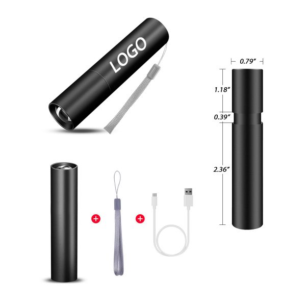 rechargeable mini LED zoomable flashlight