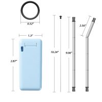 silicone collapsible straw kit with case