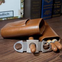 PU cigar case with cutter