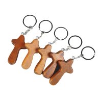 wooden cross keychain