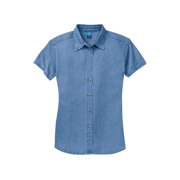 women's short sleeve denim shirt